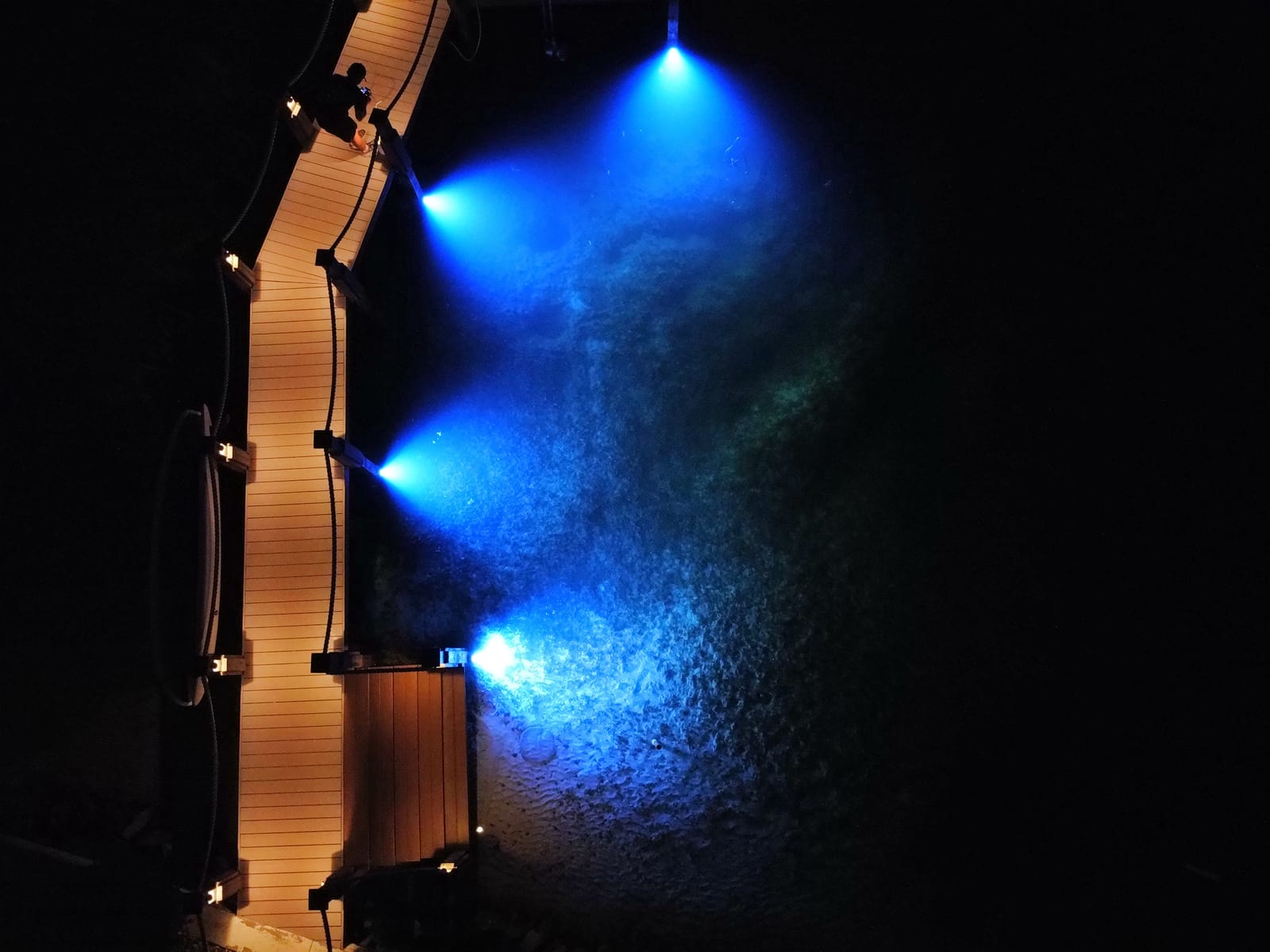 Underwater dock light set to blue