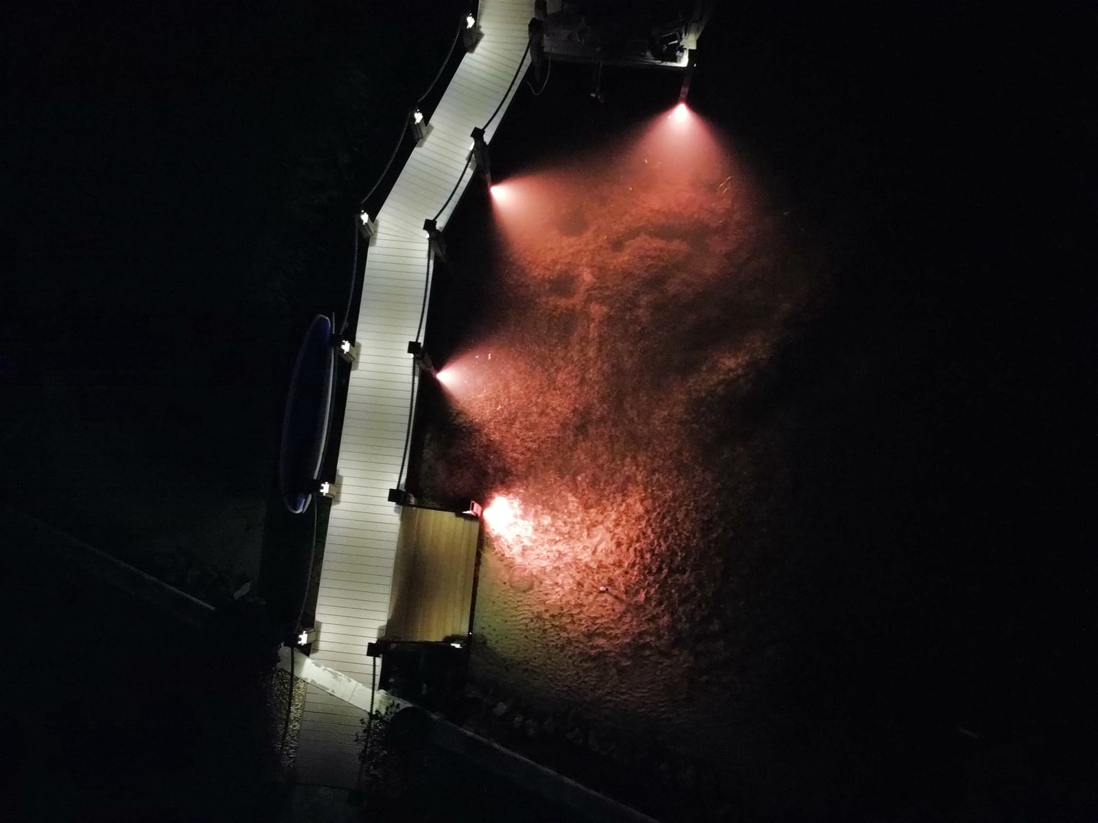 Underwater dock light set to red